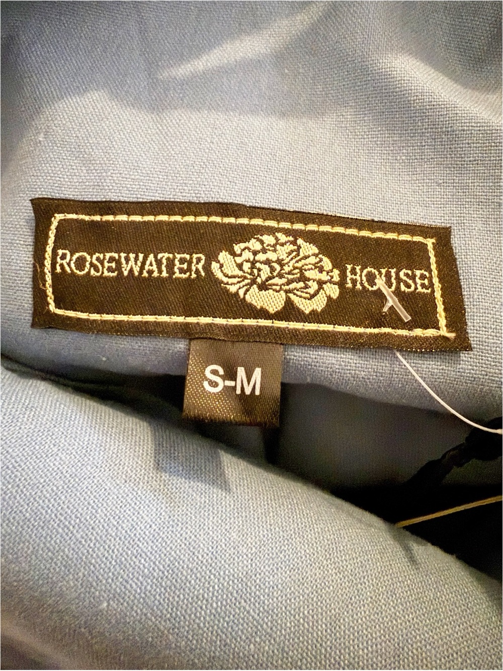Rosewaterhouse Mina Linen Embroidered Peplum Floral Top in Pastel Blue/Ivory NEW - Picture 14 of 14